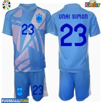 Spanien Unai Simon #23 Torwart Heimtrikotsatz Kinder EM 2024 Kurzarm (+ Kurze Hosen)